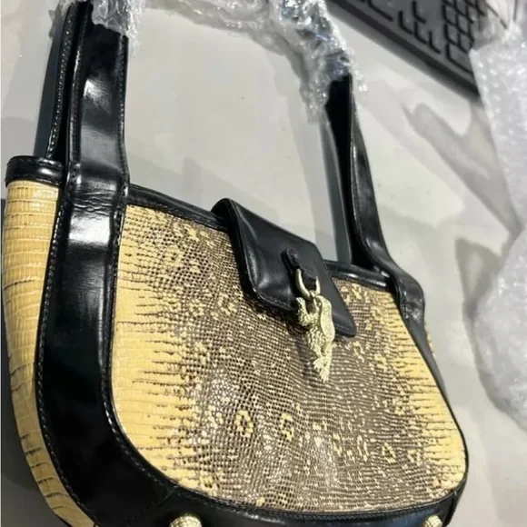 Barry Kiesselstein-Cord Varanus Lizard Exotic Leather Sophisticated Shoulder Bag - Picture 2 of 5